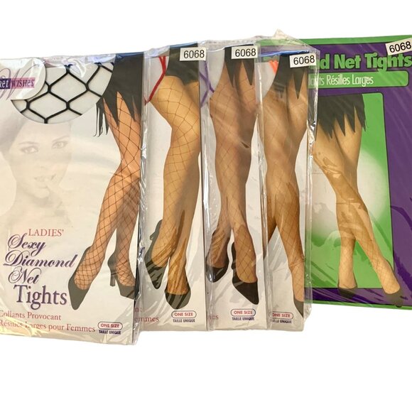 Sexy Diamond Net Fishnet Stockings Red Wide Knit Cosplay Pantyhose Costume - Picture 6 of 6